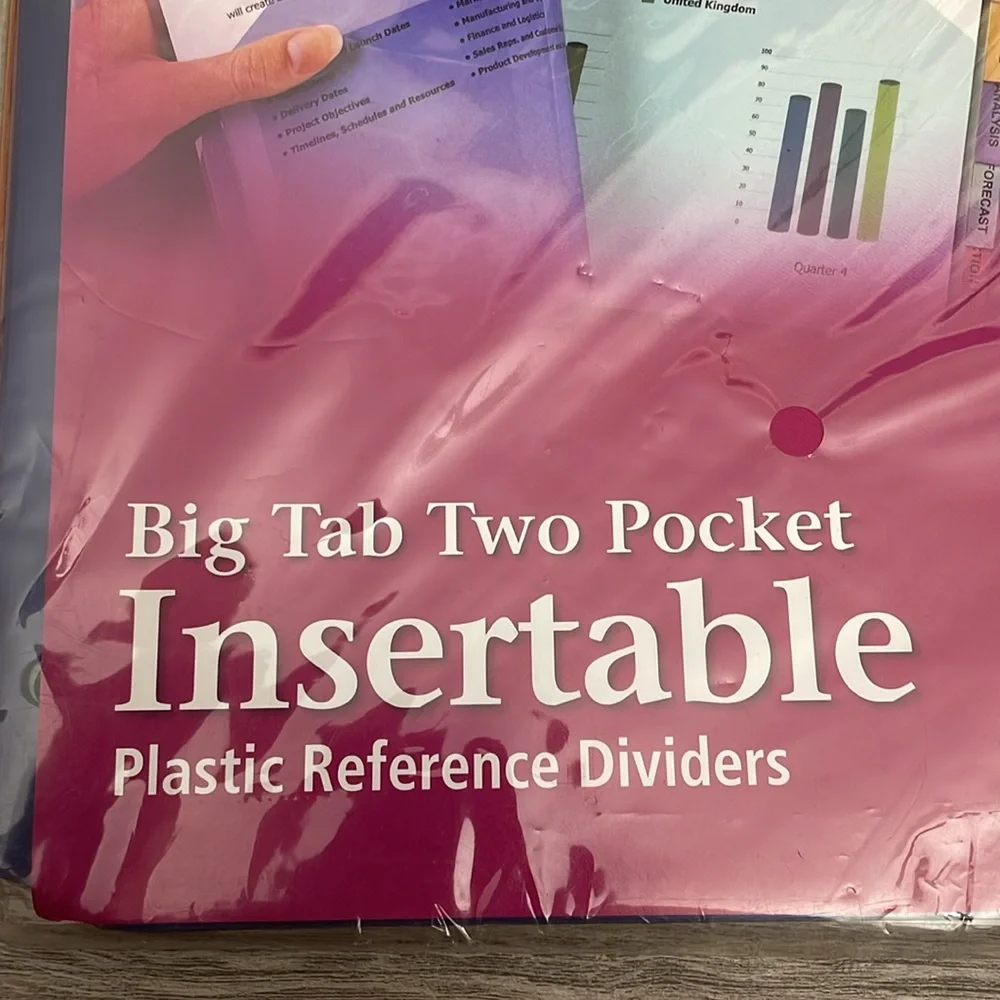 NWT Avery Insertable Big Tab Two Pocket Plastic Reference Dividers # 11907 8 Tab